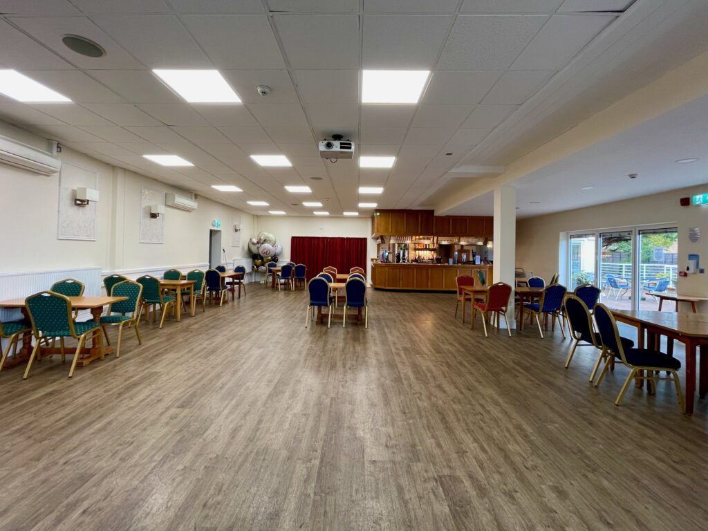 Wide angle view of empty Concert Room.